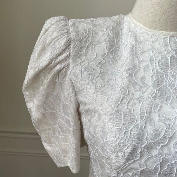 NWT Vintage 80s Susan Rossetti for Vijack Black White Midi Dress Pouf Shoulder 6 - Picture 9 of 12